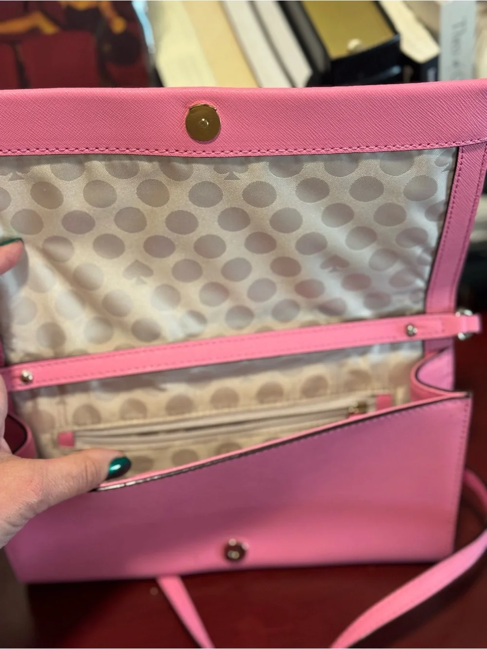 kate spade Cedar Street Cali Pink Saffiano Crossbody Clutch Bag